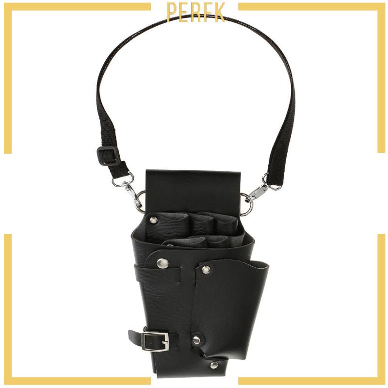 Túi Da PU Mềm Đeo Hông Đựng Kéo Cắt Tóc Màu Đen Chống Mài Mòn