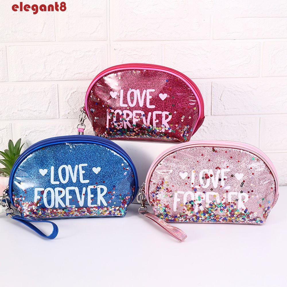 ELEGANT Túi Đựng Mỹ Phẩm Trong Suốt Chống Thấm Nước Có Khóa Kéo Tiện Lợi Dành Cho Nữ