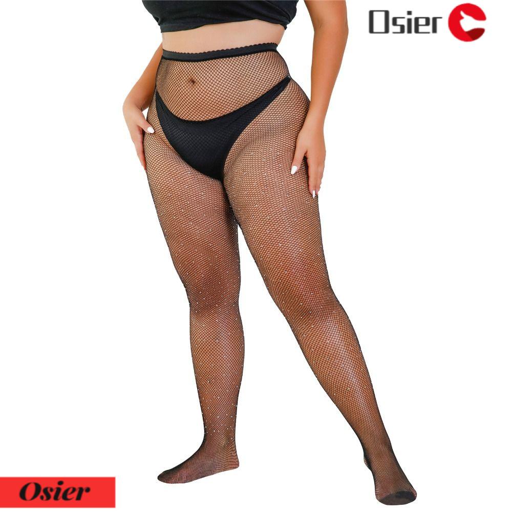 Quần Tất Lưới Lưng Cao Co Giãn Đính Đá Lấp Lánh Màu Đen Quyến Rũ Thời Trang Cho Nữ