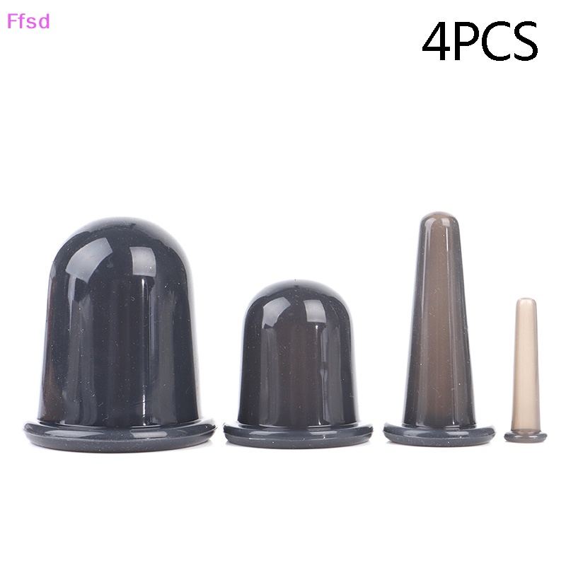 Bộ 1 / 4 Cốc Giác Hơi Mát Xa Cơ Thể Bằng Silicon Màu Đen