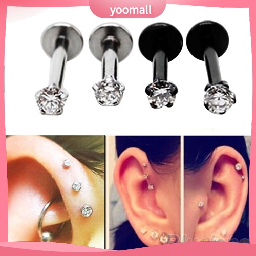 Bộ 2 Khuyên Xỏ Cơ Thể Đính Đá Zircon Thời Trang