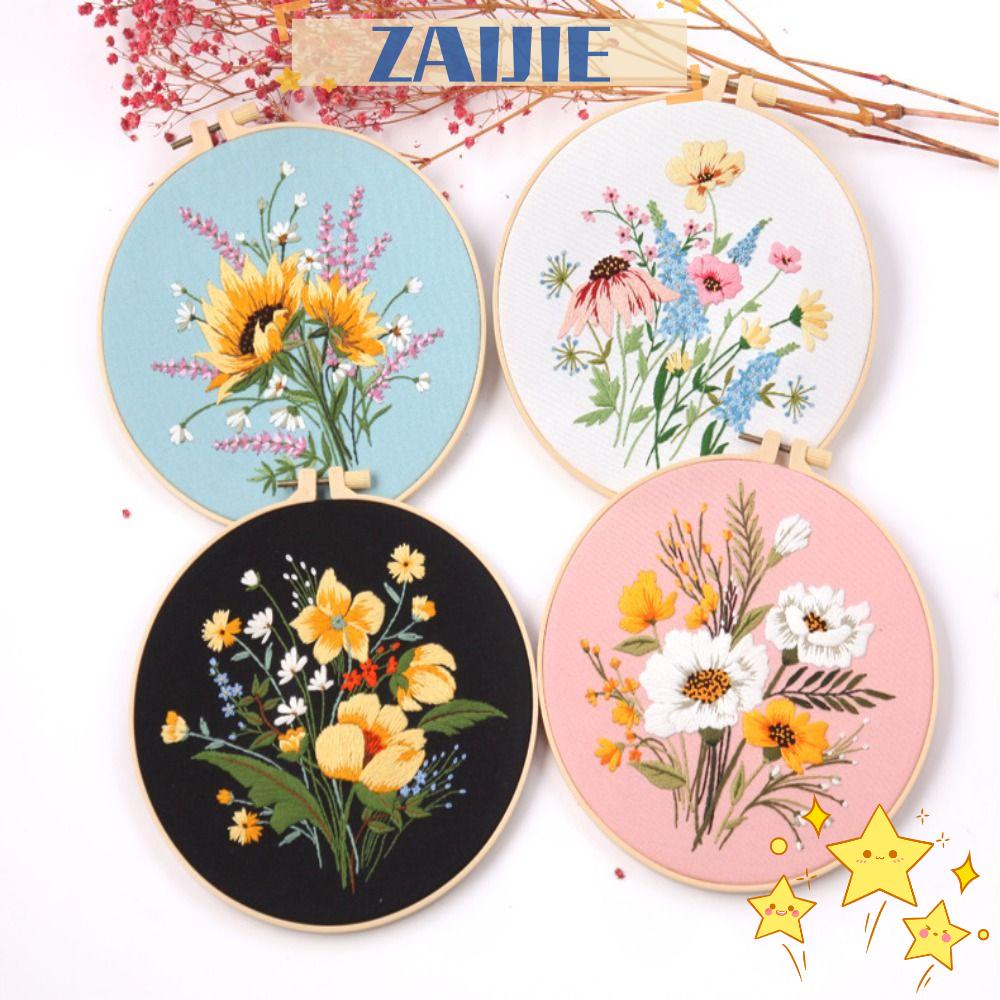ZAIJIE24 Khung Thêu Thủ Công DIY Hình Hoa Trang Trí Nhà Cửa