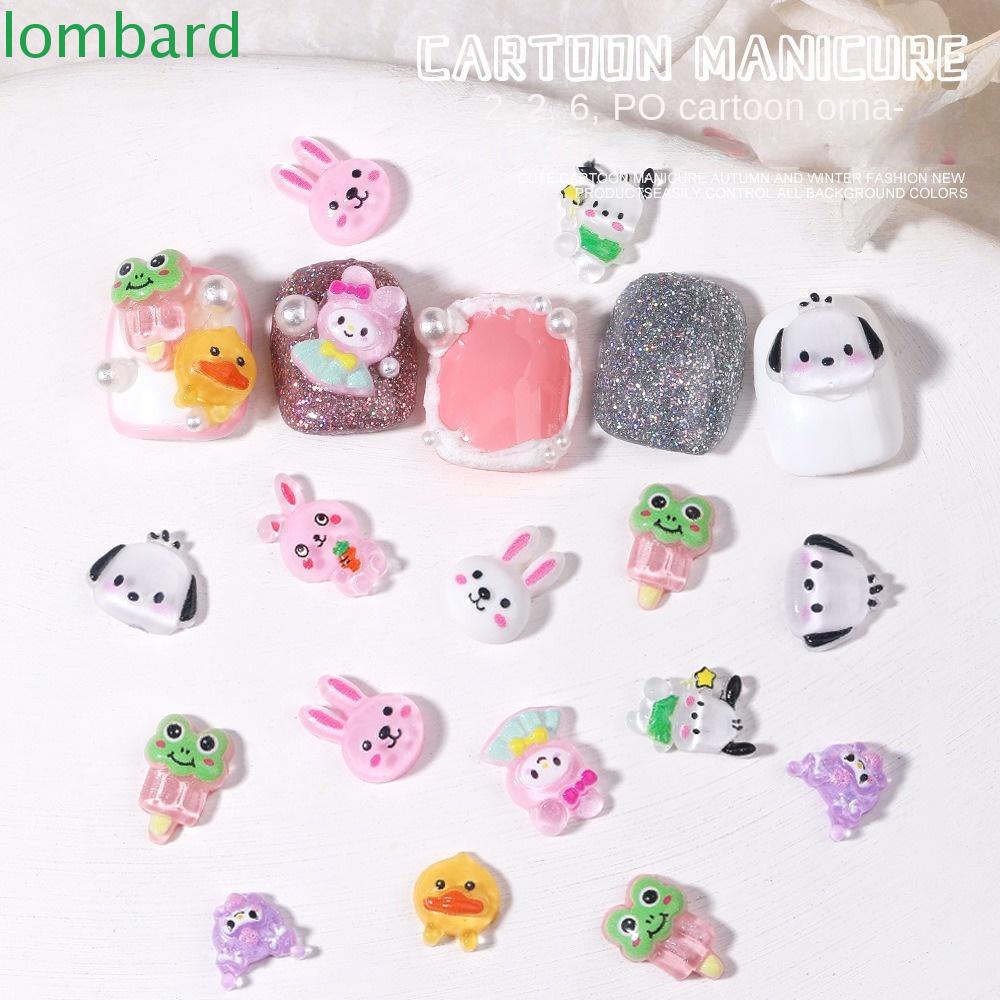 LOMBARD Phụ Kiện Trang Trí Móng Tay 3D Hình Động Vật Hoạt Hình Xinh Xắn