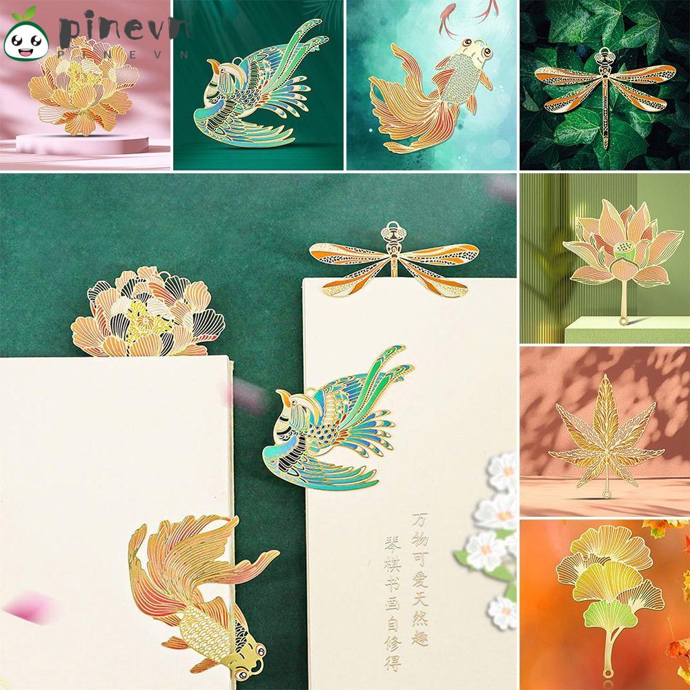 PINEVN Thẻ Đánh Dấu Trang Sách Bằng Đồng Thau Phối Tua Rua Phong Cách Retro