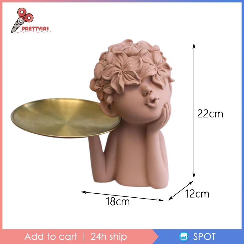 Khay Điêu Khắc Hình Cô Gái Và Cánh Hoa Hiện Đại Sáng Tạo Kèm Khay Để Bàn Trang Trí Phòng Khách / Quán Bar