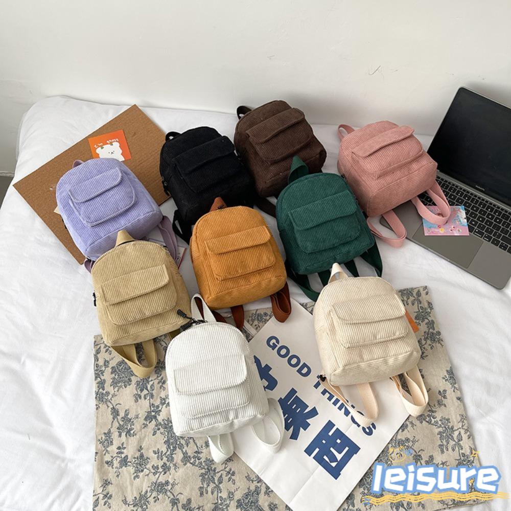 LEISURE Ba Lô Dacron Mini Màu Trơn Siêu Nhẹ Thời Trang Cho Học Sinh