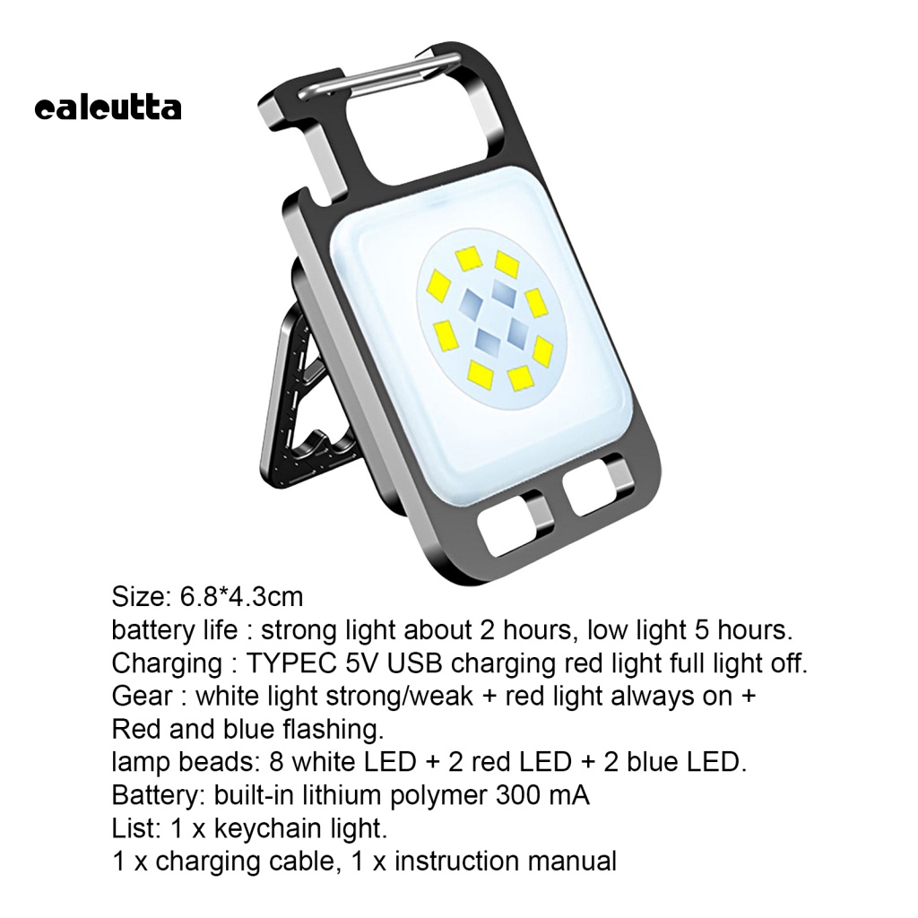 [calcutta] Móc Khóa Đèn LED Mini Dạng Lò Xo Hút Nam Châm Độ Sáng Cao Có Thể Sạc Lại Dùng Khi Đi Cắm Trại