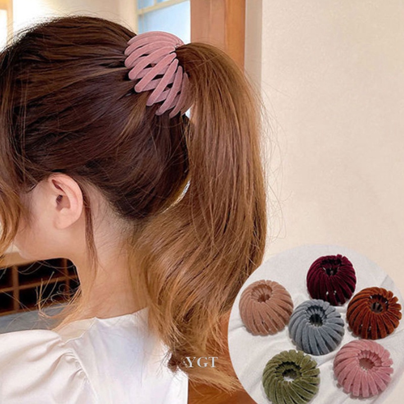 Ygt Kẹp Tóc Đuôi Ngựa Bằng Nhung Màu Trơn Xinh Xắn Cho Nữ