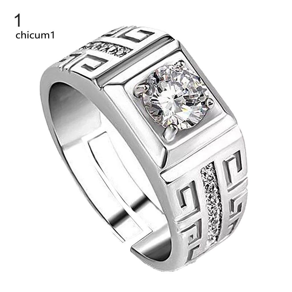 Nhẫn Đính Hôn Đính Đá Zircon Cổ Điển Sang Trọng Có Thể Điều Chỉnh Cho Cặp Đôi