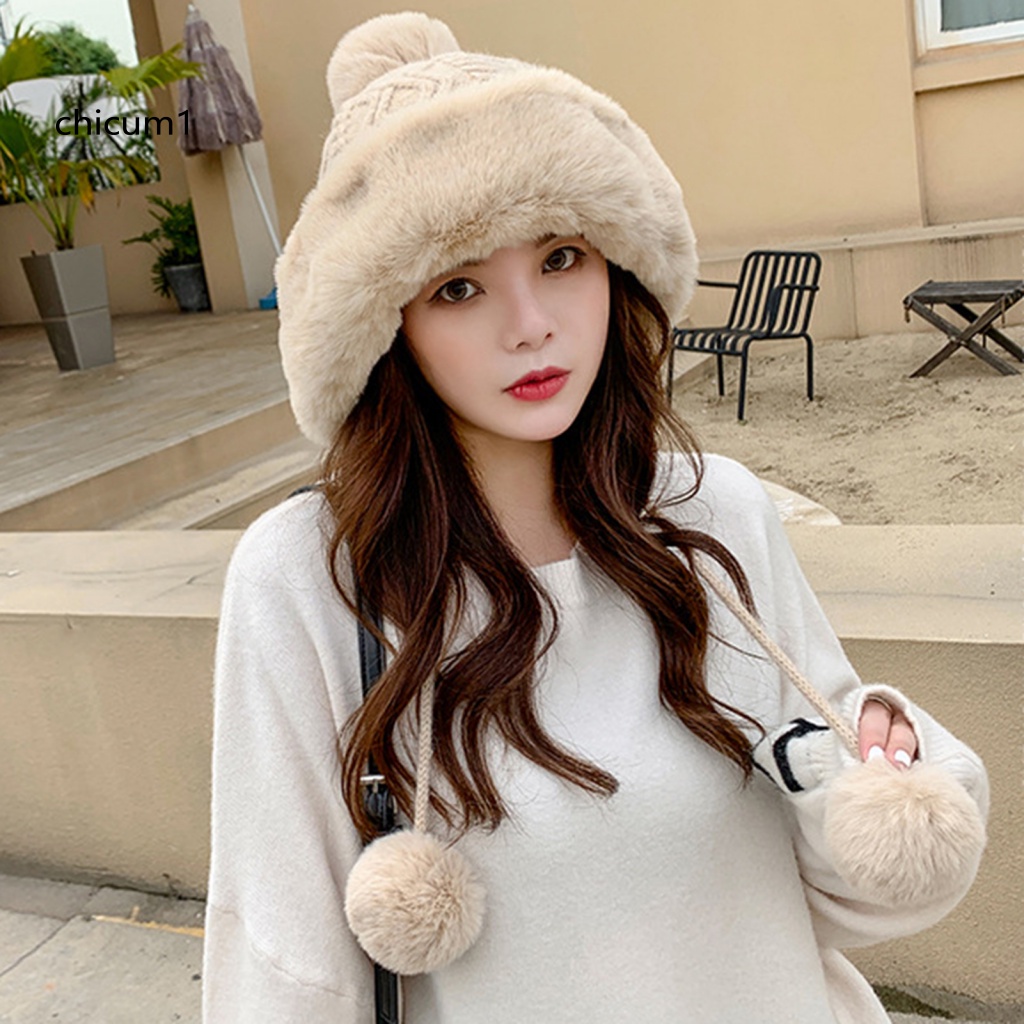 Mũ Dệt Kim Dày Dặn Màu Sắc Tinh Khiết Thời Trang Thu Đông Cho Nữ