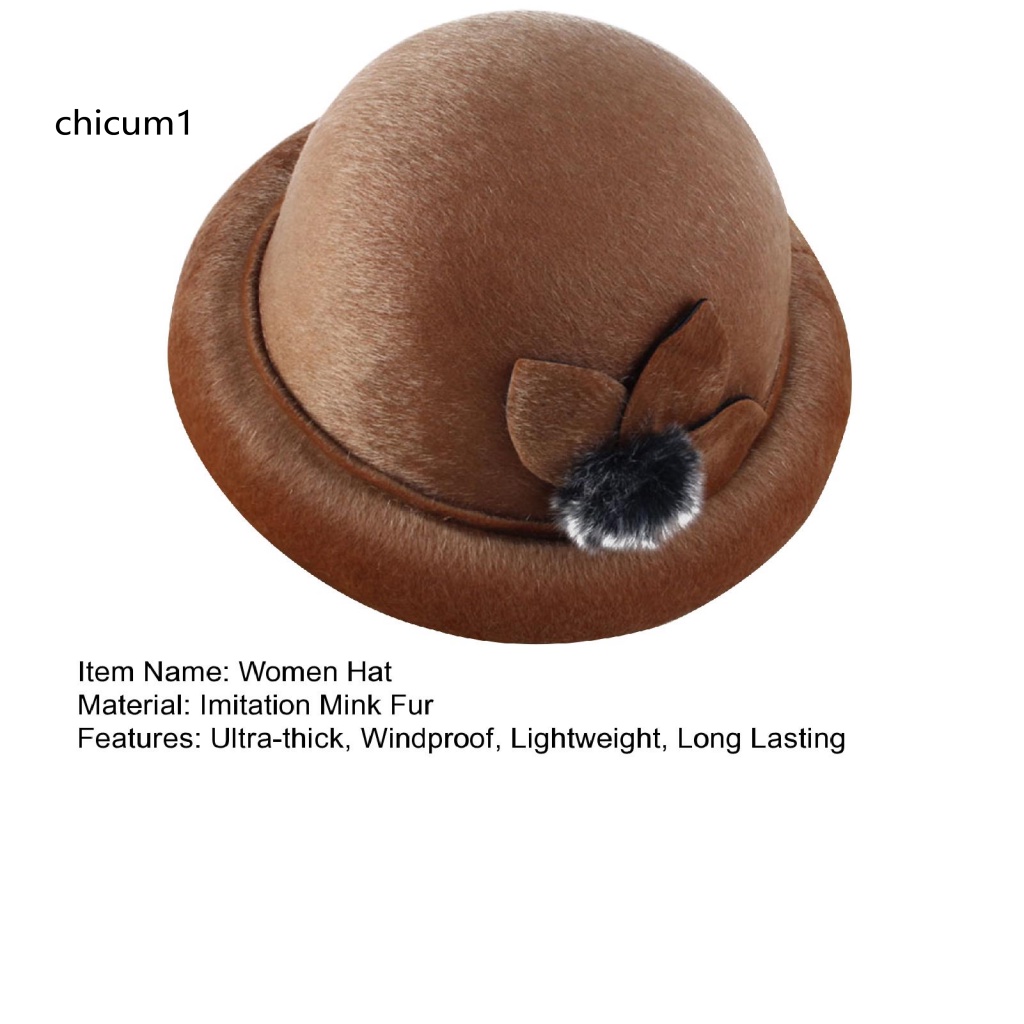 Mũ Lông Giả Màu Trơn Chống Gió Giữ Ấm Thoải Mái Mùa Thu Đông Cho Nữ
