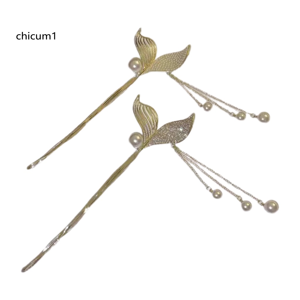 Trâm Cài Tóc CC Tua Rua Dáng Dài Đính Đá Giả Ngọc Trai Phong Cách Vintage