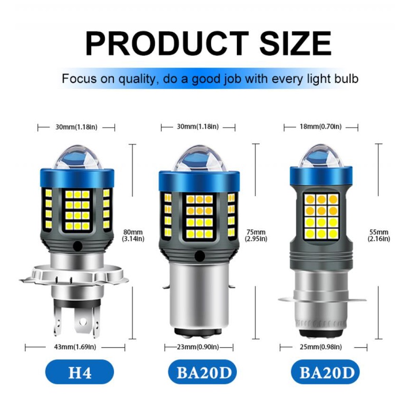 1 Đèn Pha led P15d ba20d h6 h4 12v 24v 6000k Chất Lượng Cao Cho Xe Mô Tô