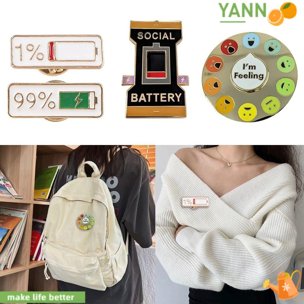 YANN1 Trâm Cài Áo Kim Loại Hình Tâm Trạng Thời Trang