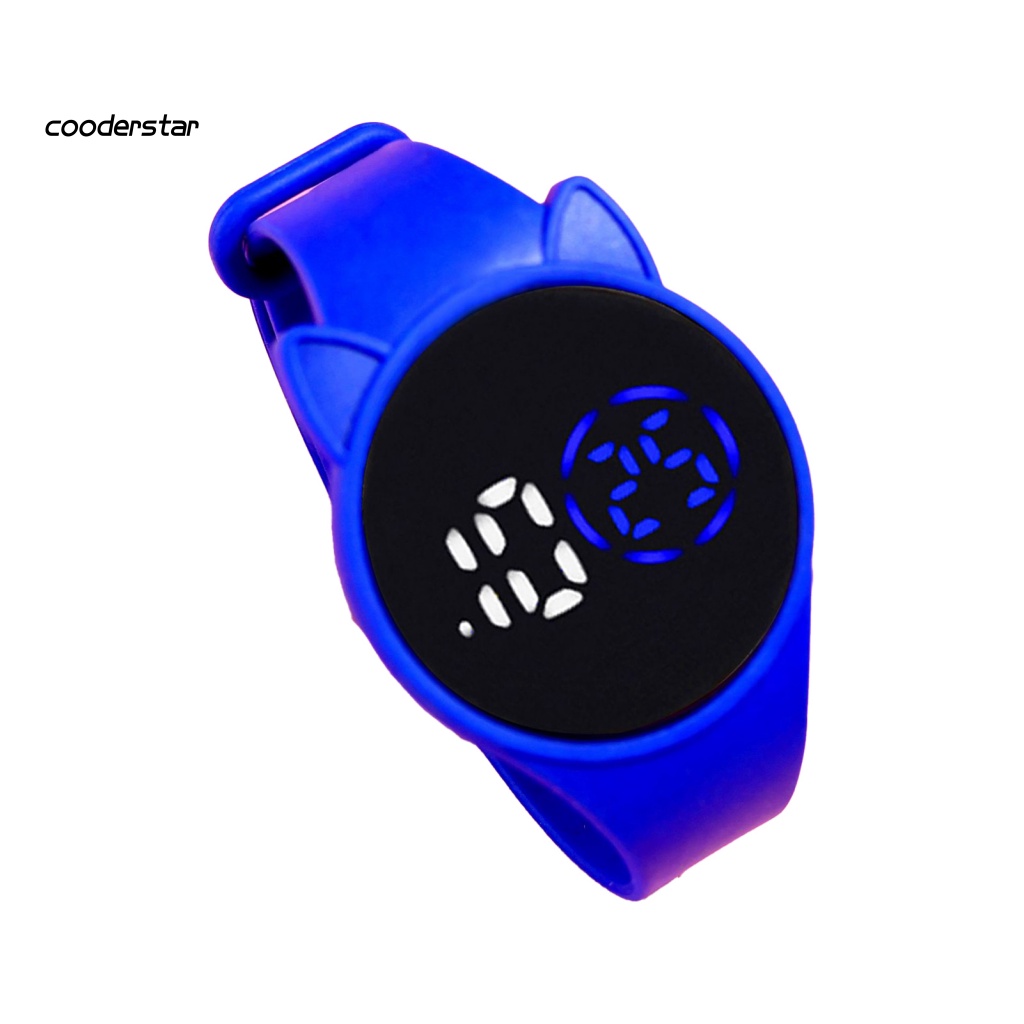 Đồng Hồ Điện Tử Chống Thấm Nước Họa Tiết Hoạt Hình Tai Mèo Có Đèn LED Dành Cho Học Sinh