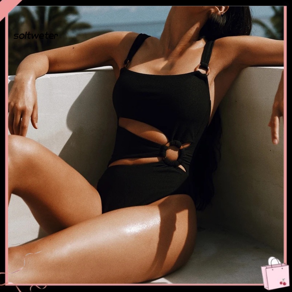 Bộ Đồ Bơi Một Mảnh Lưng Cao Phối Vòng Nối Bản Rộng Thời Trang Mùa Hè Quyến Rũ Cho Nữ