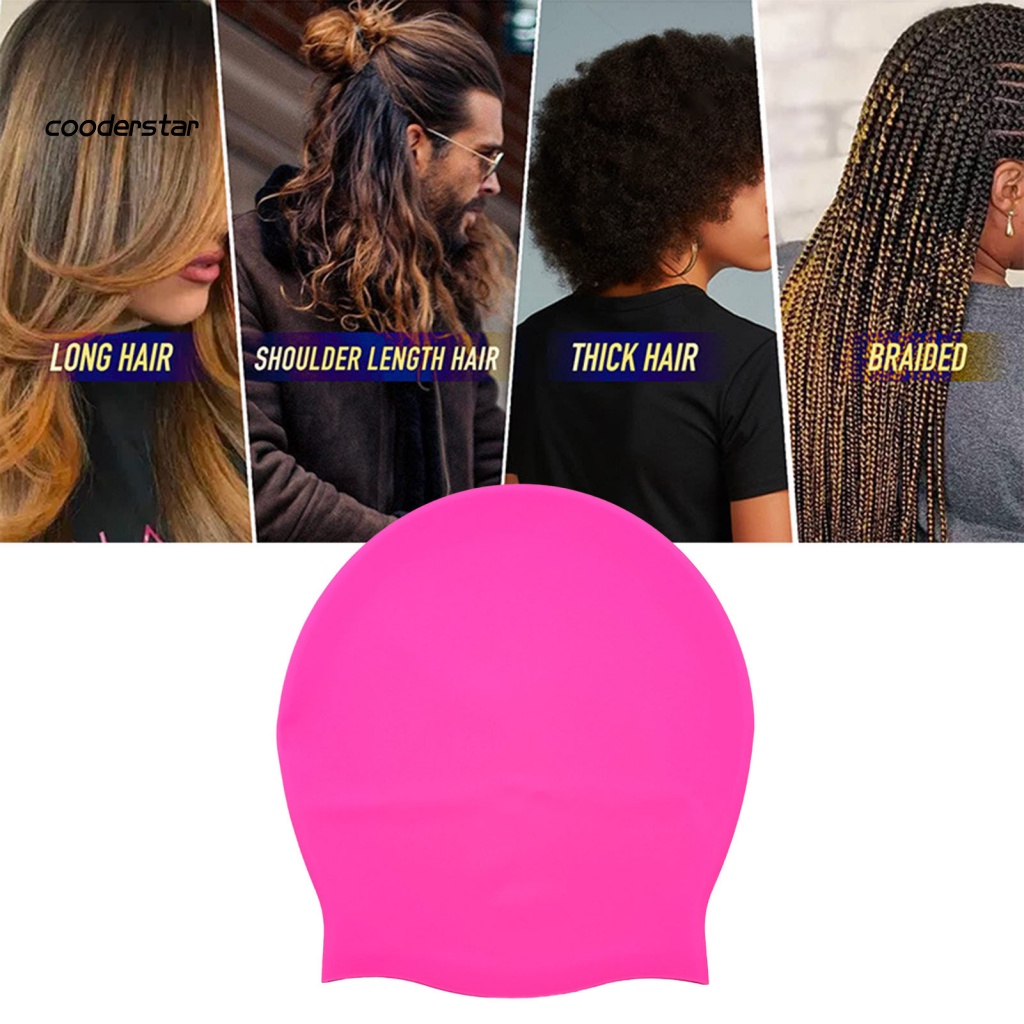 Mũ Bơi Silicon Mềm Mại Co Giãn Tốt Thoáng Khí Chống Trượt Màu Trơn Kèm Mái Tóc Có Thể Tái Sử Dụng