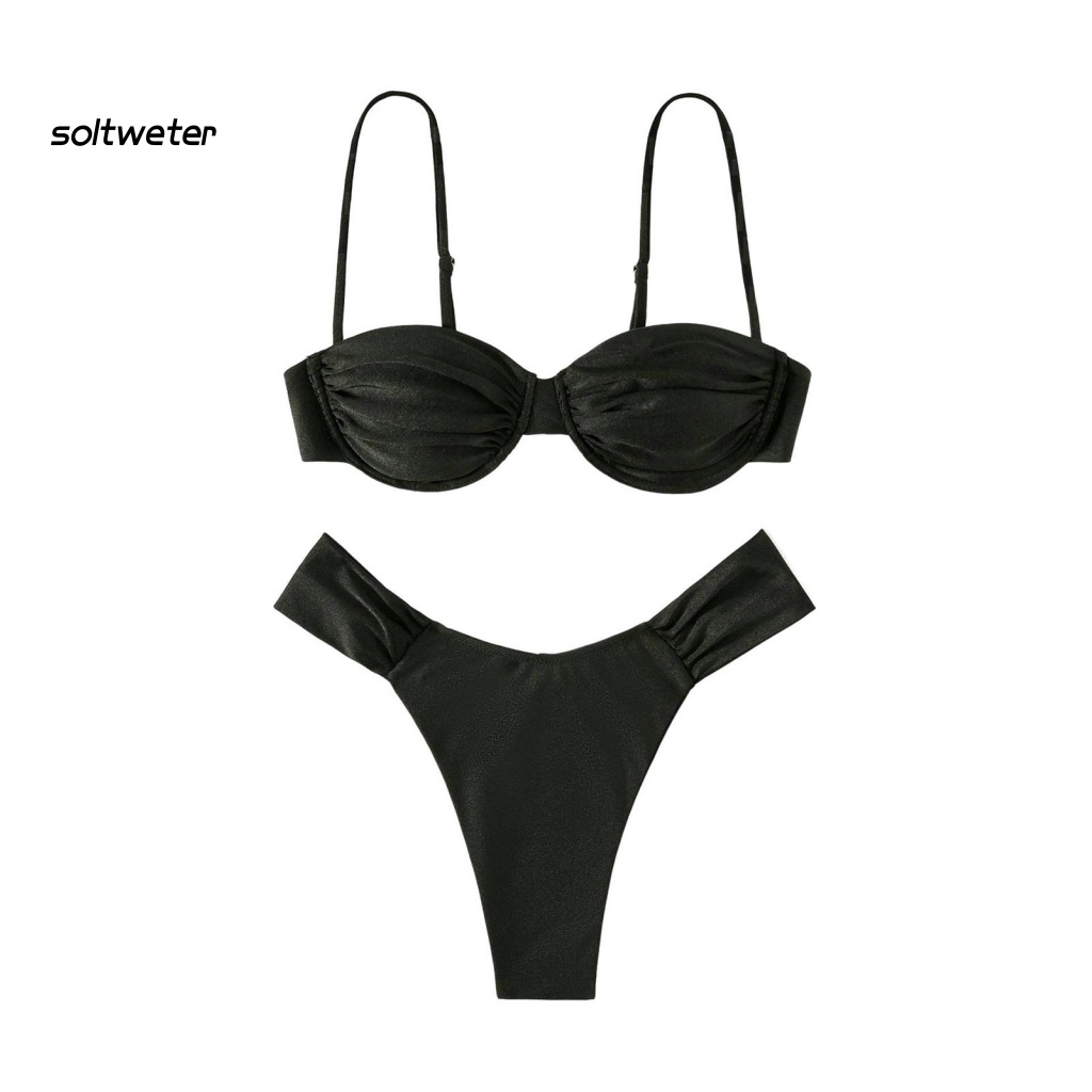 Bộ Đồ Bơi 2 Mảnh Lưng Cao Có Mút Đệm Ngực Thời Trang Mùa Hè Dành Cho Nữ