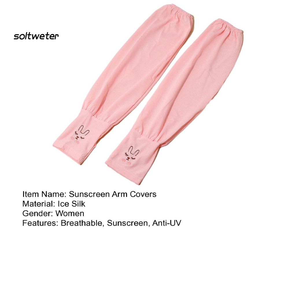 1 Cặp Ống Tay Áo Chống Nắng Thoáng Khí Thấm Hút Mồ Hôi Nhanh Khô Thêu Hình Thỏ Dễ Thương Tiện Dụng Mang Theo Du Lịch / Cắm Trại