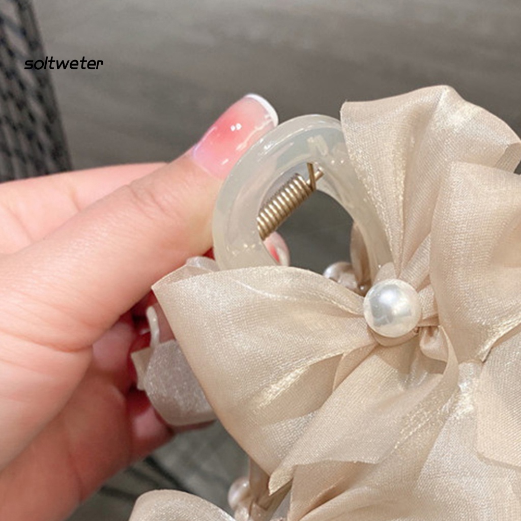 Kẹp Tóc Càng Cua Đính Ngọc Trai Giả Chống Trượt Có Răng Cưa Chéo Cỡ Lớn Thời Trang Dự Tiệc Cho Nữ