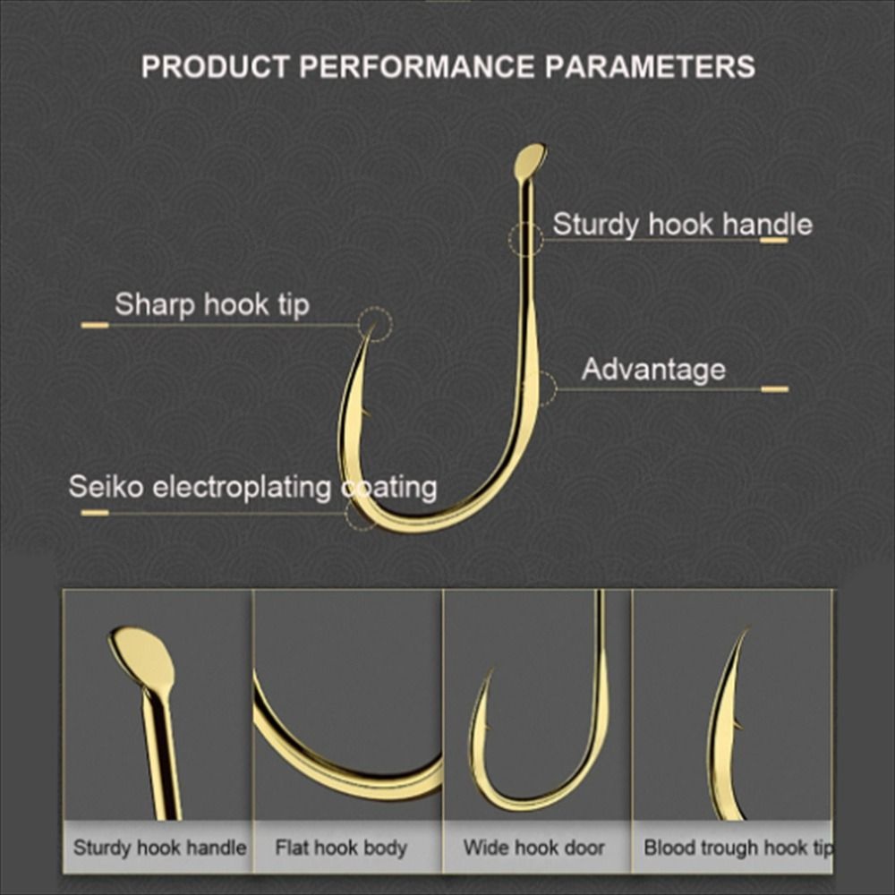 MALCOLM Set 20 Lưỡi Câu Cá Bằng Thép Carbon Mạ Vàng Cao Cấp