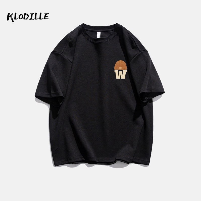 KLODILLE Áo Thun 100% Cotton Tay Ngắn Dáng Rộng In Hoạ Tiết Đơn Giản Trẻ Trung Cho Nam Giới Local Brand