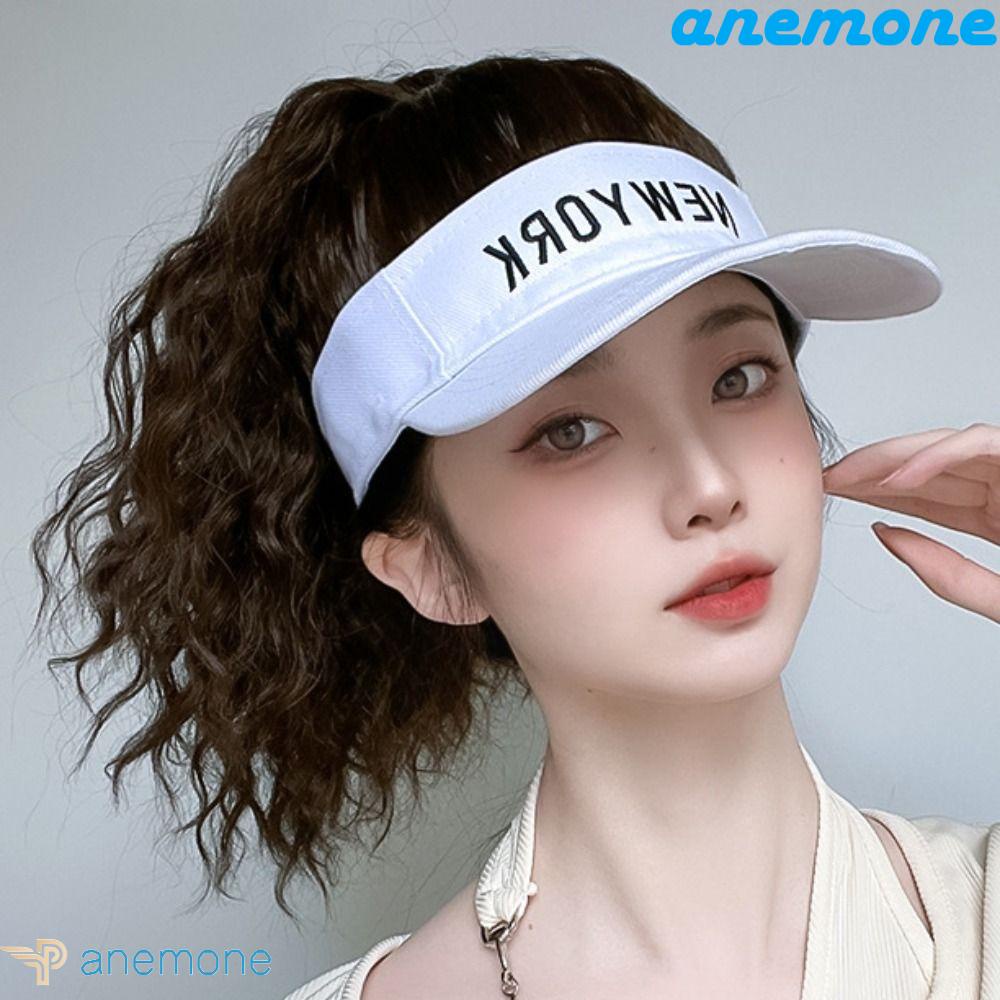 ANEMONE Mũ Lưỡi Trai Gắn Tóc Giả Xoăn Bằng Sợi Tổng Hợp Cách Nhiệt Dễ Sử Dụng Thời Trang Mùa Hè Cho Nữ