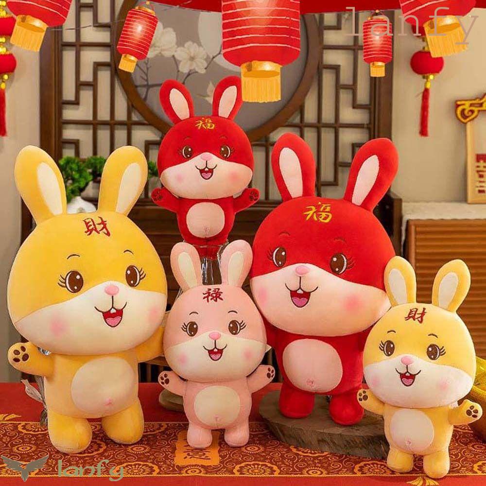 LANFY Thỏ Nhồi Bông Chất Liệu Cotton Phong Cách Trung Hoa Dễ Thương