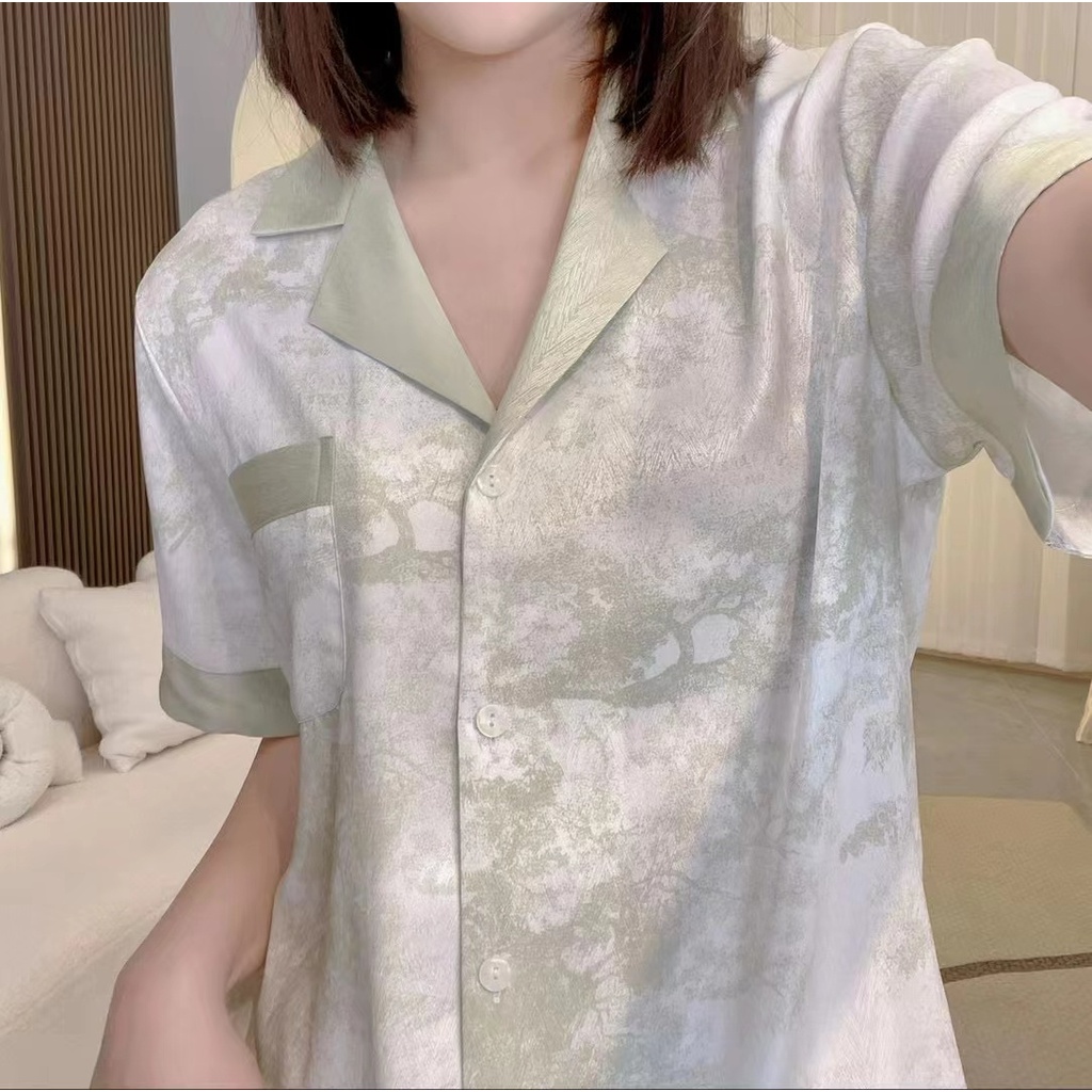 Bộ Đồ Ngủ 3 Trong 1 Vải Lụa Lạnh Mỏng Mềm Dáng Rộng Kiểu Hàn Quốc Thời Trang Cho Bạn Gái