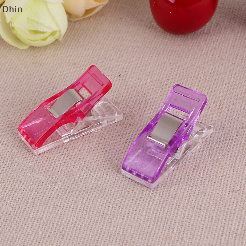 [Dhin] 50Pcs Colorful Sewing Craft Quilt Binding Sewing Clips Plastic Clips Clamps Pack COD