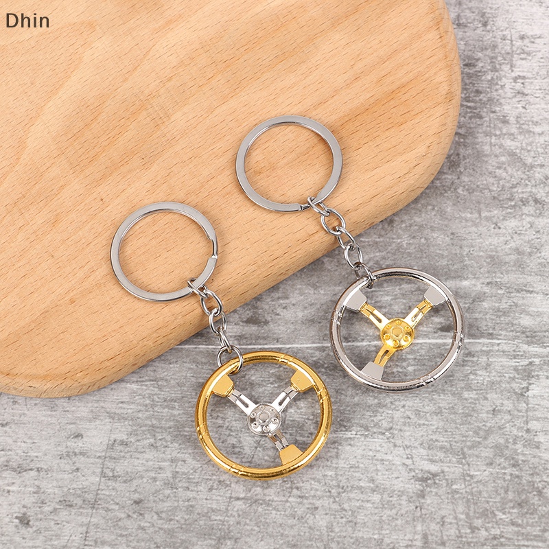 [Dhin] Sports Racing Mixed Color Personality Steering Wheel Modified Car Keychain Creative Model Metal Charm Key Ring COD