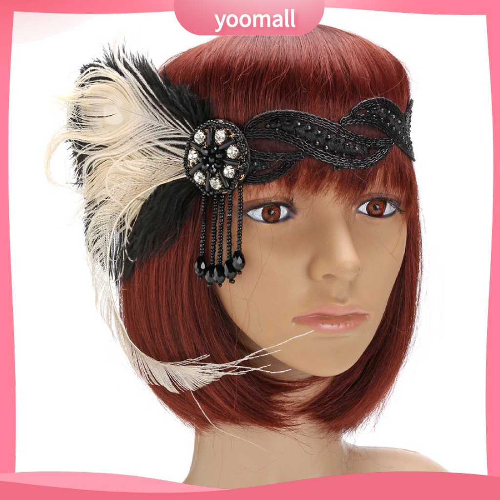 Băng Đô Cài Tóc Đính Lông Vũ Và Đá Lấp Lánh Cho Cô Dâu