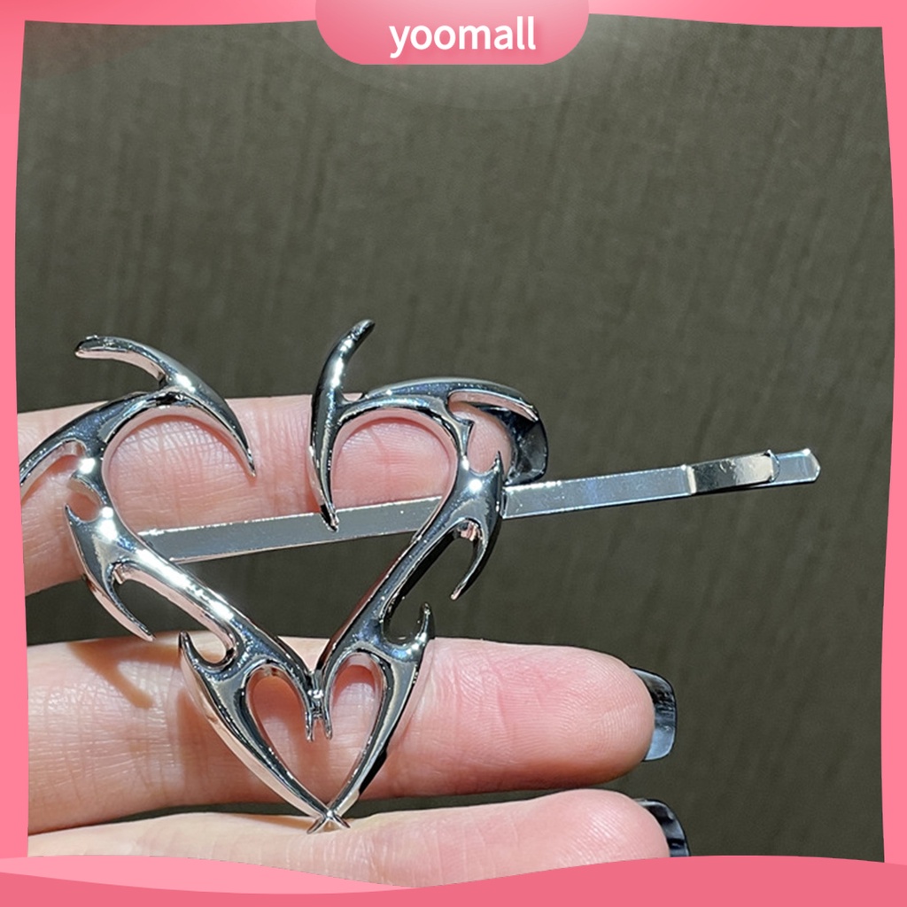 [YM] Kẹp Tóc Dạng Phi Tiêu Hình Học Trái Tim Màu Bạc Phong Cách Hip Hop Cá Tính Tinh Tế Tốt Cho Cuộc Sống Hàng Ngày