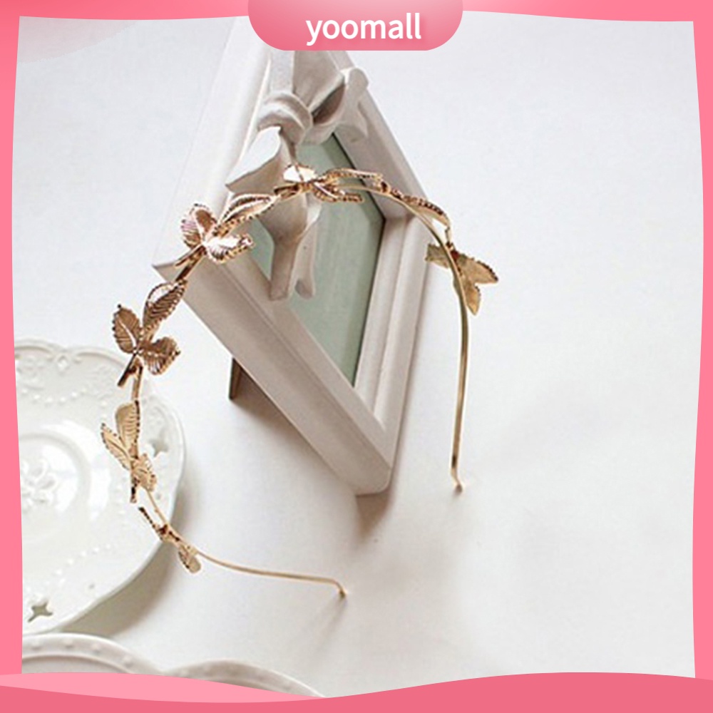 Băng Đô Cài Tóc Bằng Hợp Kim Hình Chiếc Lá Màu Vàng Thời Trang Cho Nữ