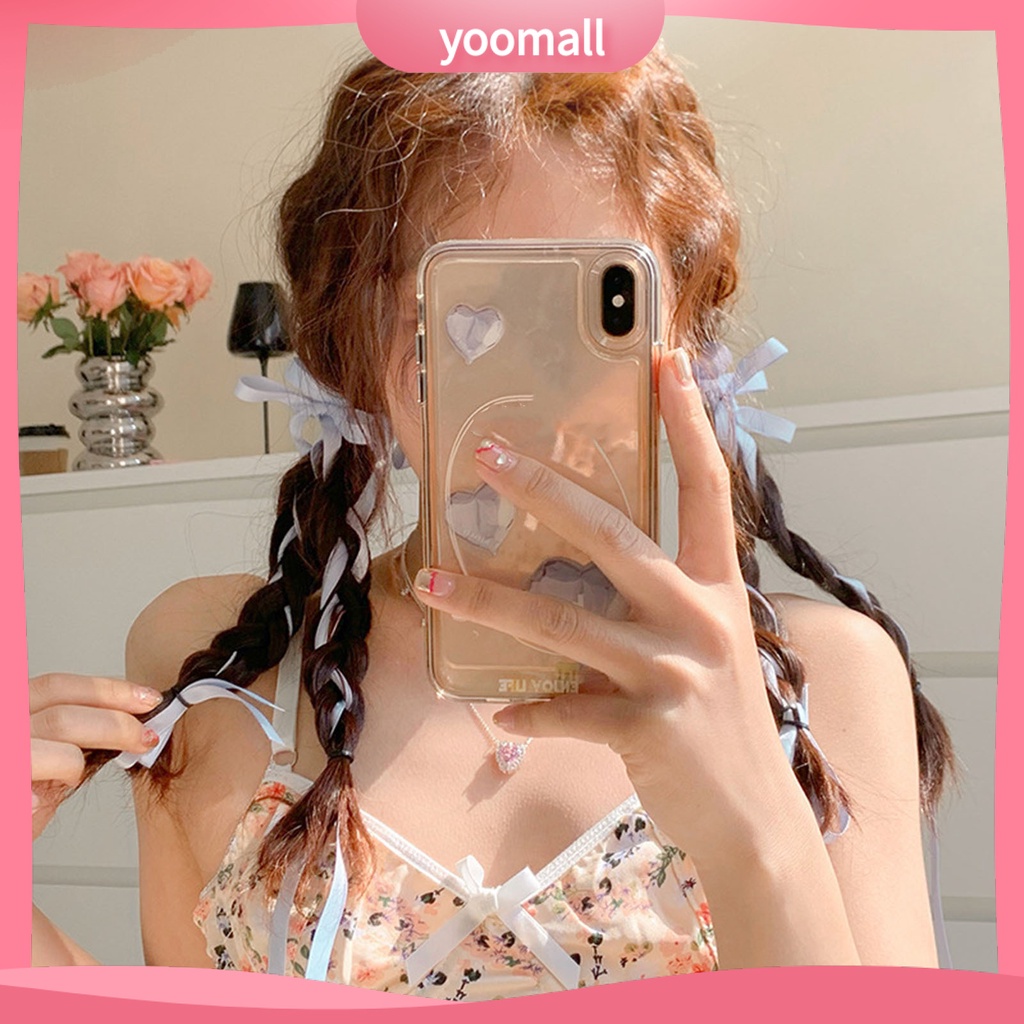 Kẹp Tóc Thắt Nơ Ruy Băng Màu Trơn Hai Lớp Chống Trượt Trọng Lượng Nhẹ Cho Nữ