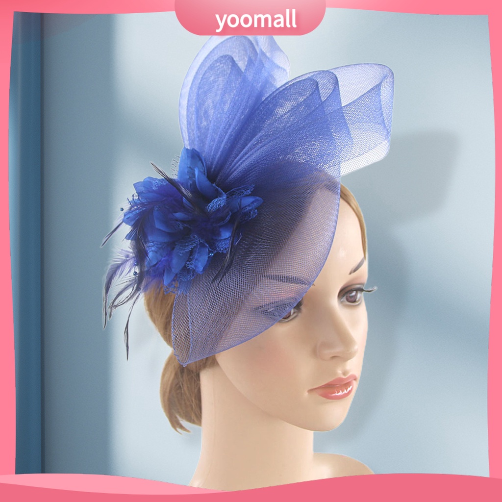 Mũ Tai Thỏ Phối Lưới Đính Lông Vũ Hóa Trang Cô Dâu