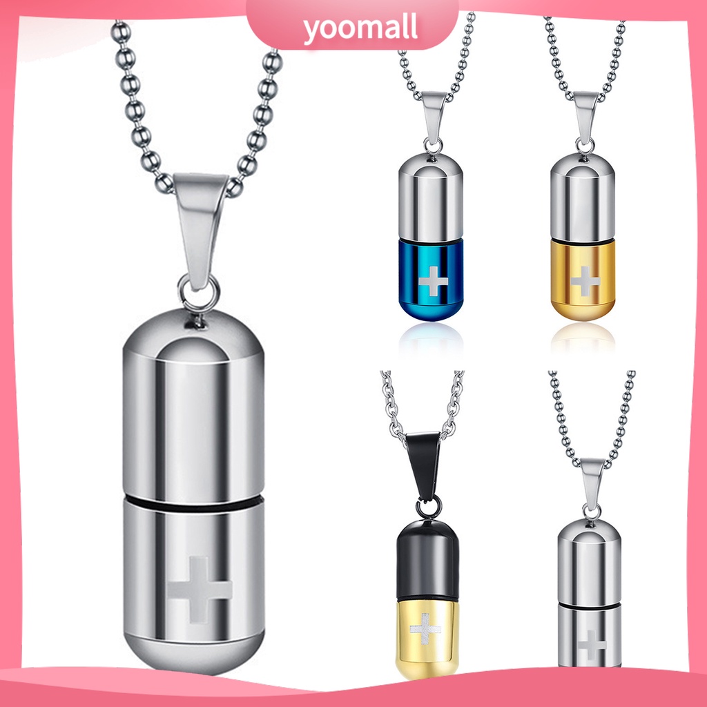 Vòng cổ Thép Titan Mặt Hình Hộp Thuốc / Giá Đỡ Nước Hoa Unisex