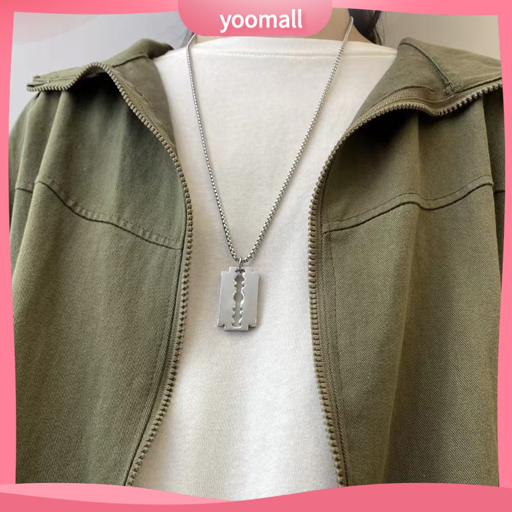 Vòng cổ Mặt Hình Lưỡi Dao Bằng Thép Không Gỉ Mạ Điện Phong Cách Punk Hip Hop Làm Quà Sinh Nhật Hàng Ngày Cho Nam Và Nữ