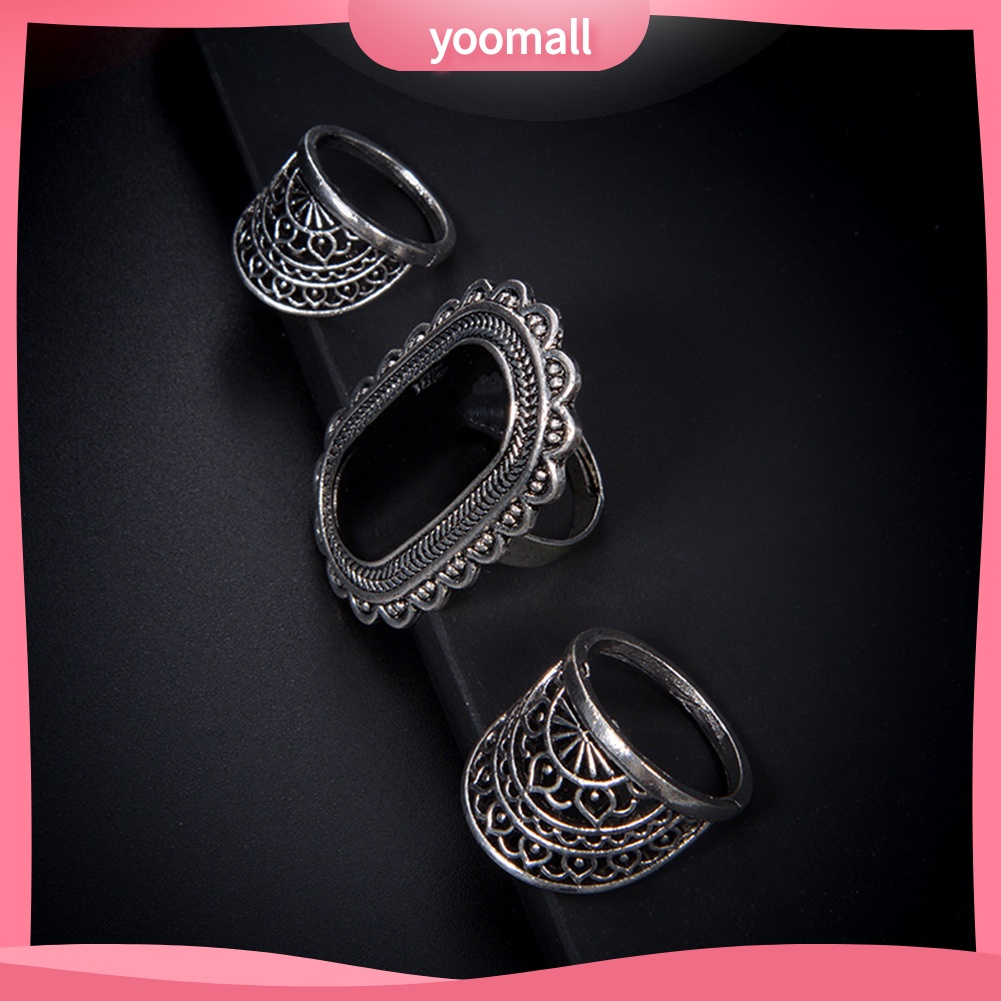 Bộ 3 Nhẫn Đính Đá Phong Cách Vintage Thời Trang Dành Cho Nữ