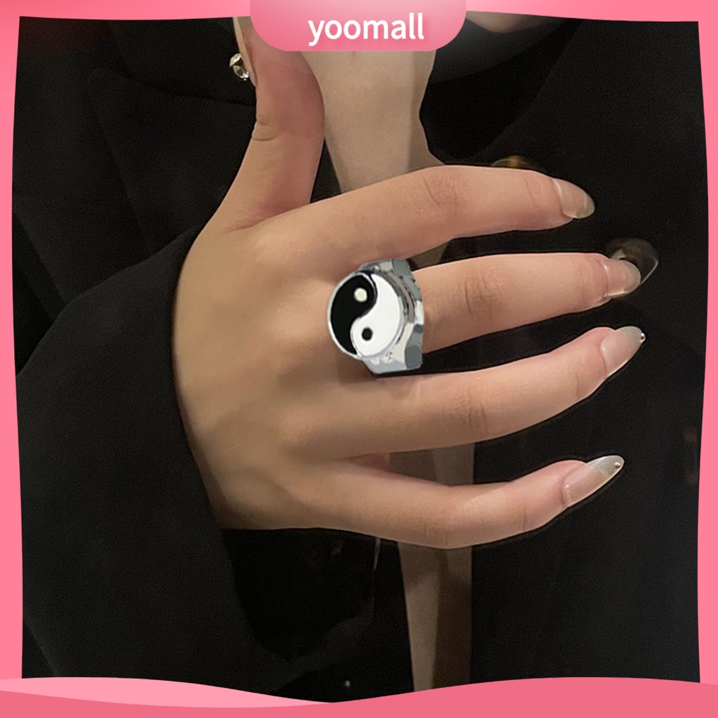 Nhẫn Đồng Hồ Đeo Tay Mặt Tròn Chạm Khắc Hình Thái Cực Quyền Phong Cách Cổ Điển Thời Trang Cho Nam Và Nữ