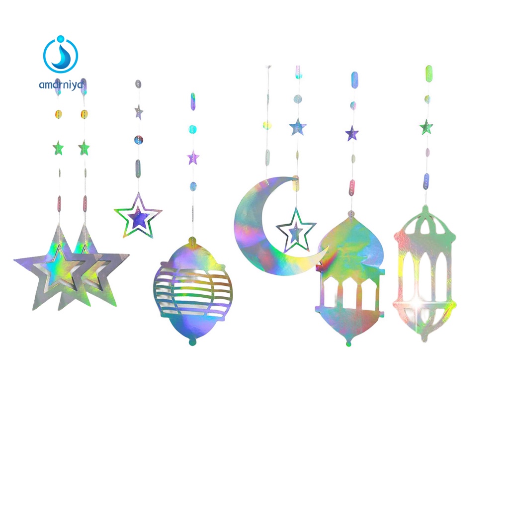 1 Bộ Cờ Treo Tường Không Phai Hình Trăng Sao Lấp Lánh