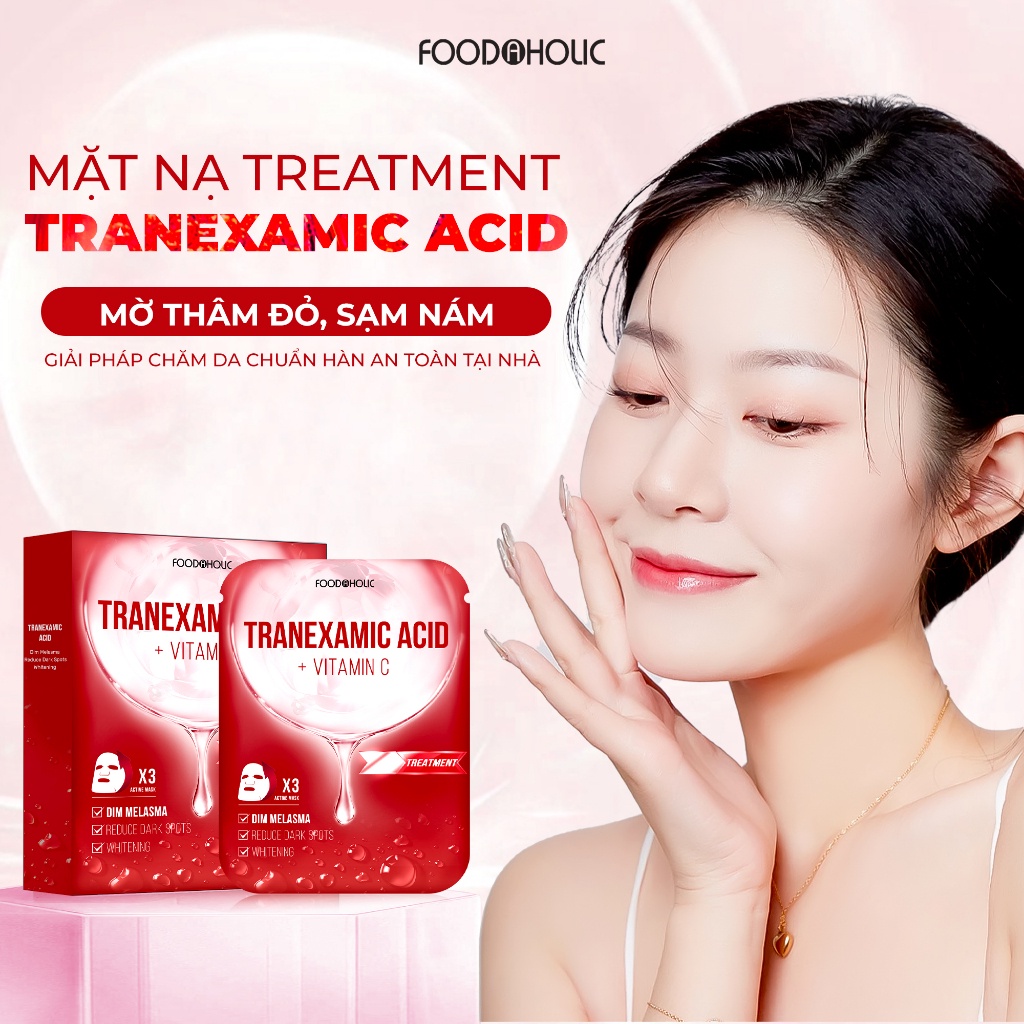 Mặt Nạ Foodaholic Tranexamic Acid Mờ Thâm Đỏ, Sạm Nám Tranexamic Acid Ample Mask 23ml/miếng