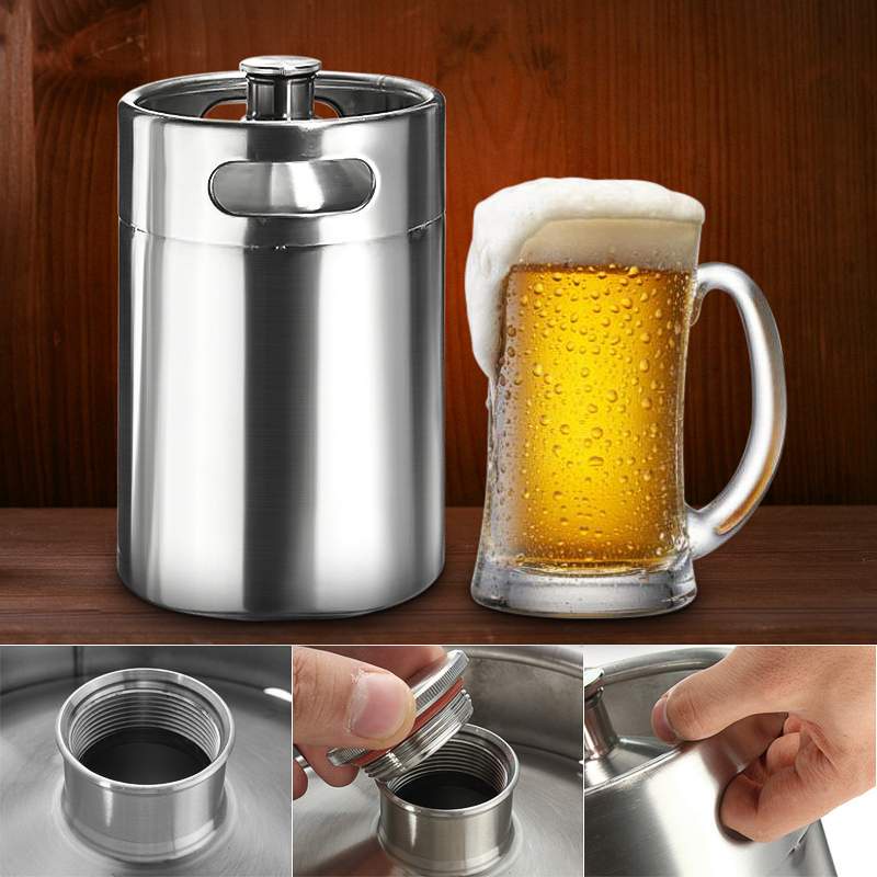 Euro Home - Vỏ Mini Keg Beer Inox 304 5L kèm nắp