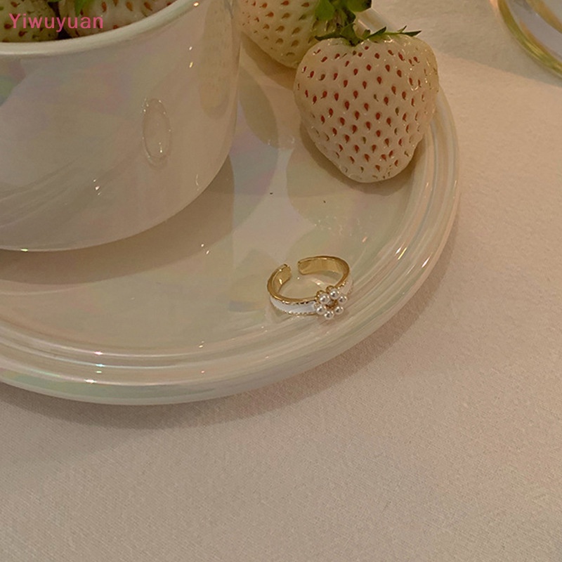 Nhẫn Mở Hình Hoa Đính Ngọc Trai Thời Trang Ngọt Ngào Cho Nữ