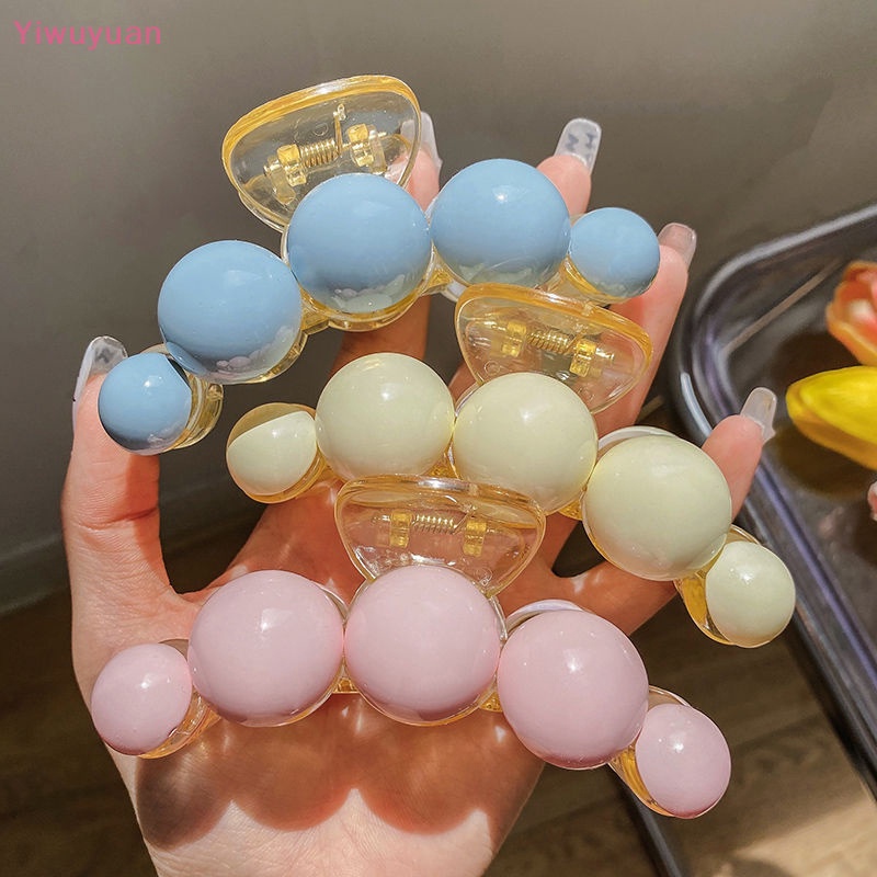 Kẹp Tóc Càng Cua / Cá Mập Bằng Acrylic Đính Ngọc Trai Dễ Thương Phong Cách Hàn Quốc Cho Nữ