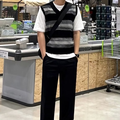 Áo Len Không Tay Cổ Chữ V Thời Trang Hàn Quốc Cho Nam