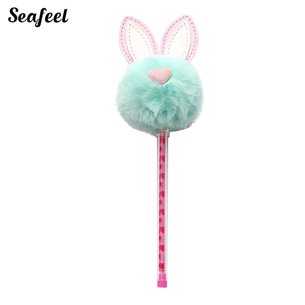 Bút Mực Gel Ngòi 0.5mm Gắn Tai Thỏ Bông Đáng Yêu