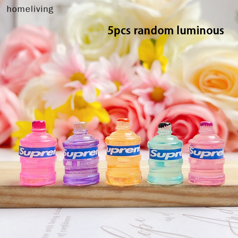 Bộ 5 Mô Hình Bình Kem Mini Bằng Resin Màu Dạ Quang Dùng Trang Trí Ốp Điện Thoại