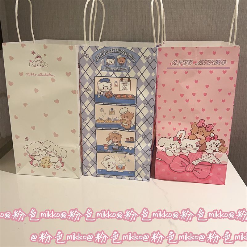 Túi Giấy Đựng Quà Sinh Nhật In Hình Mèo Dễ Thương Cho Bé Gái
