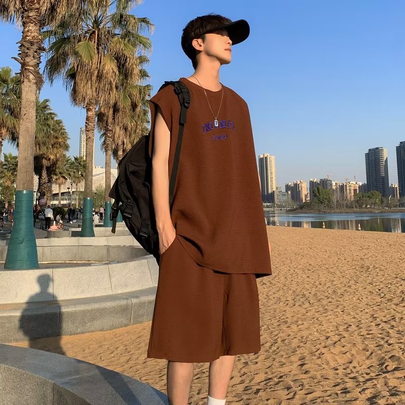 Set Áo Thun Sát Nách Và Quần Short Thể Thao Phong Cách Hong Kong Thời Trang Mùa Hè Mới Cho Nam